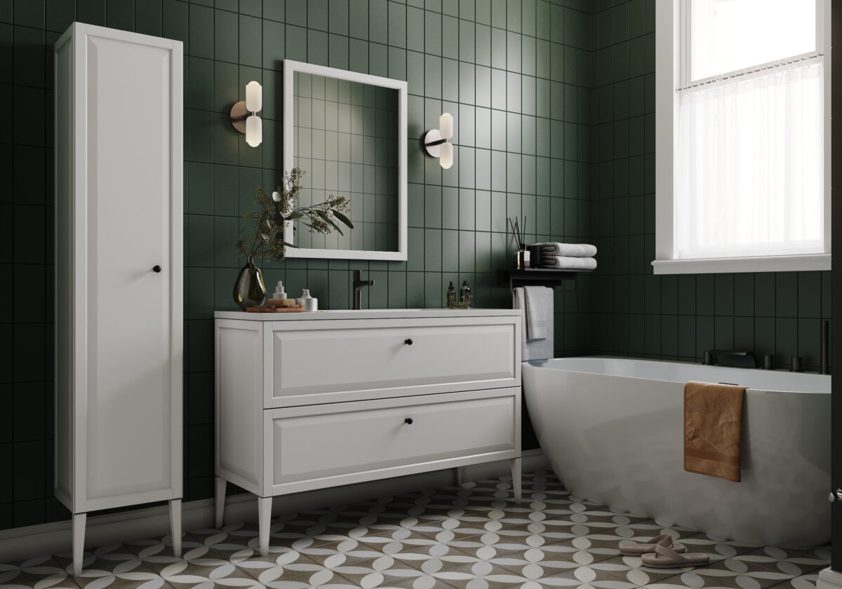 Klasyczna, modernistyczna łazienka z kolekcją MONTEBIANCO